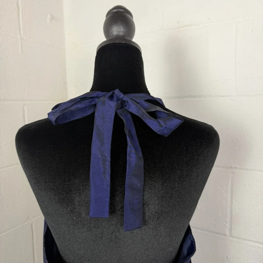 Jones NY Dress Babydoll Ruched Purple Satin Tie Halter Neck Y2K Glam Cocktail 12